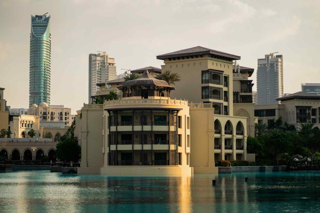 modern waterfront buildings in dubai city