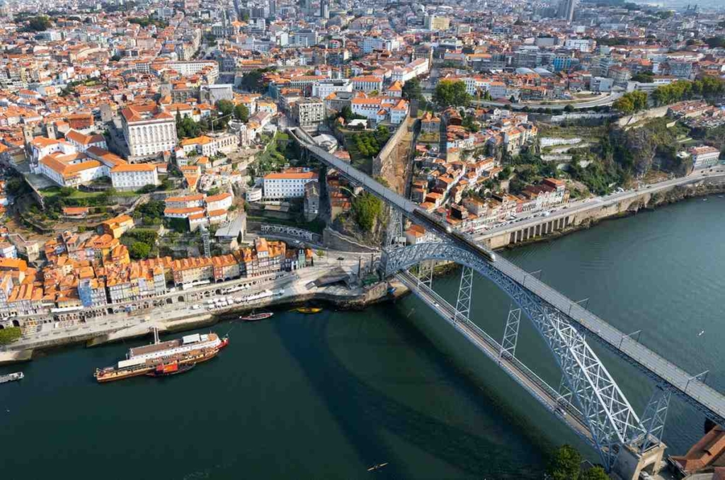 city skyline and bridge scene showcasing options for cheap property in portugal