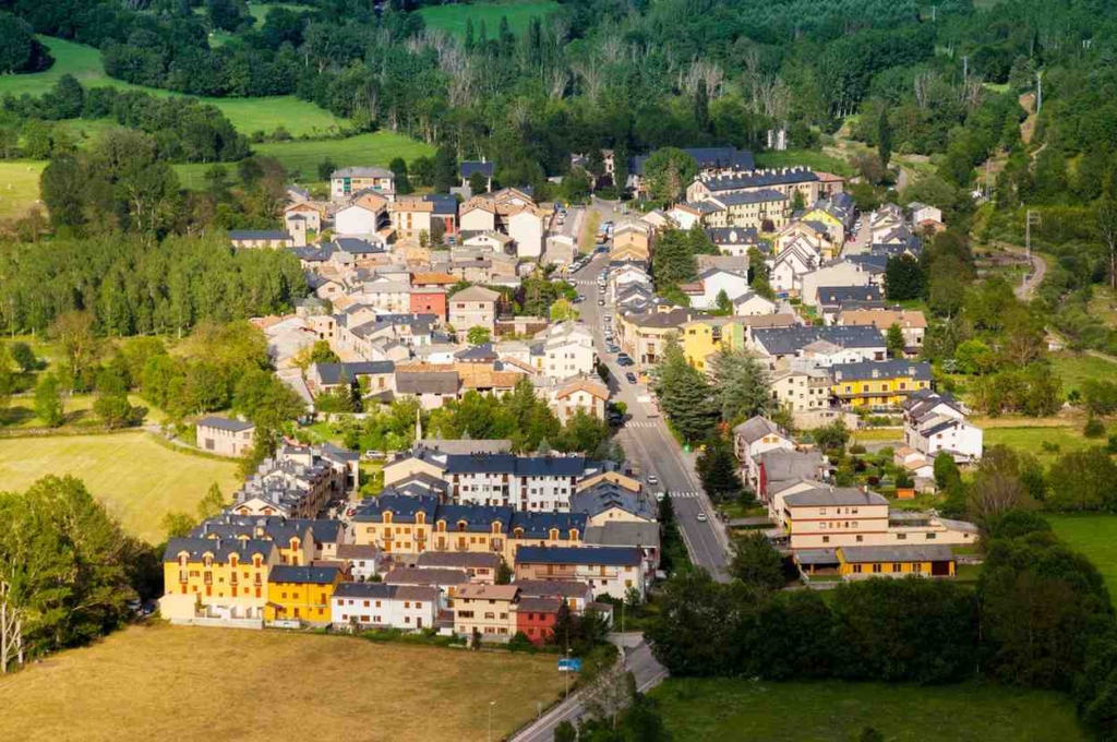 small town aerial view showing the cheapest city to live in france