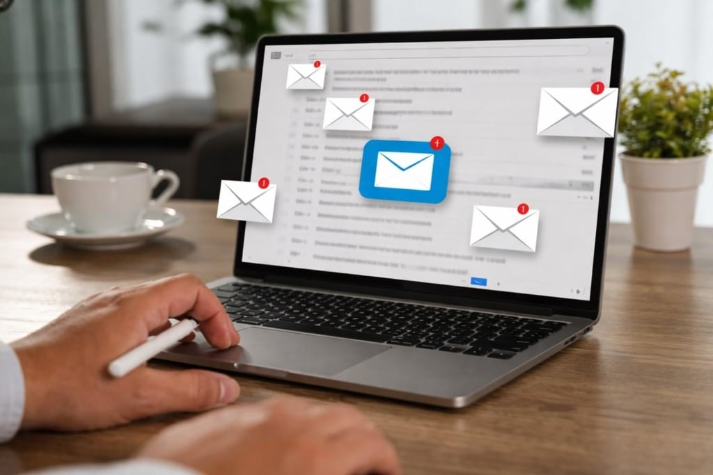 laptop showing email notifications for a real estate email sequence.