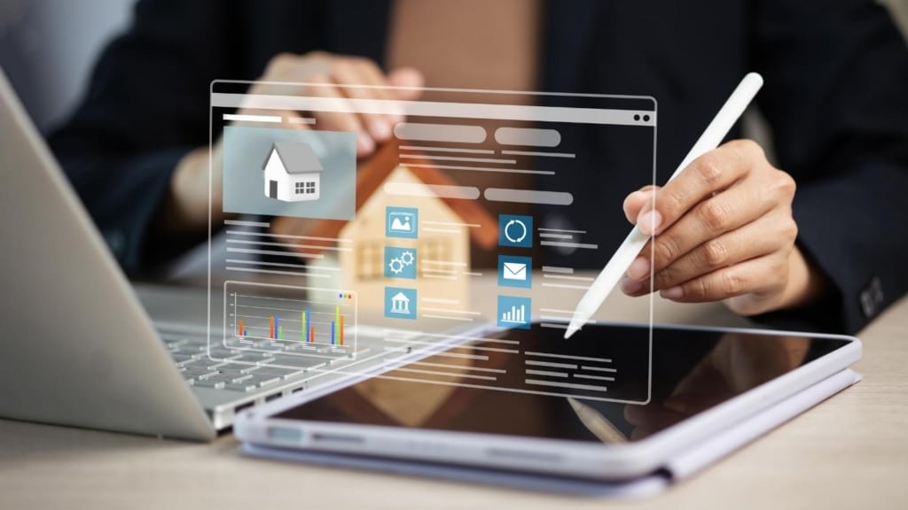 real estate process automation dashboard on tablet